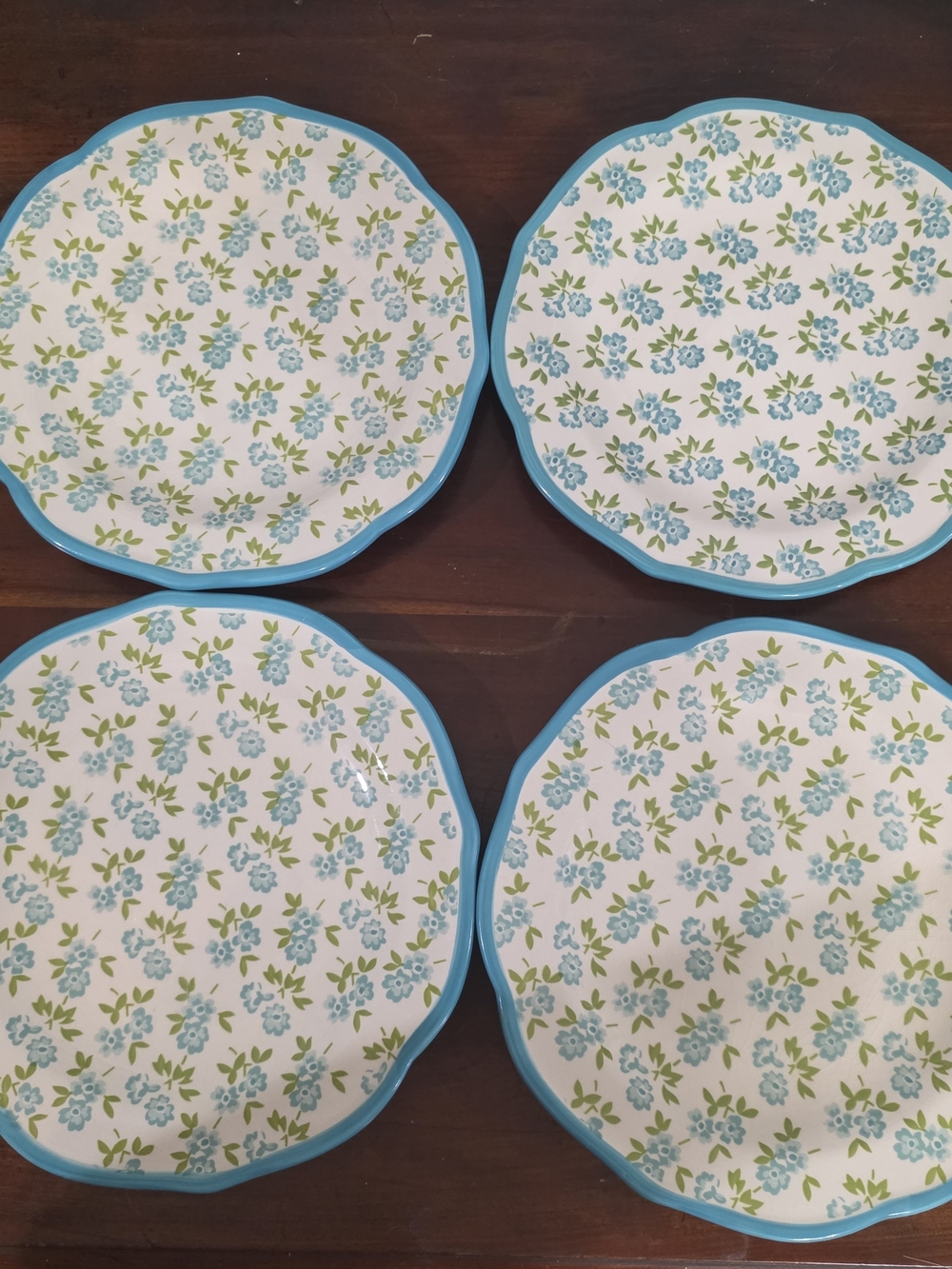 The Pioneer Woman Blue and Green Floral Dinner Plates - Set of 4